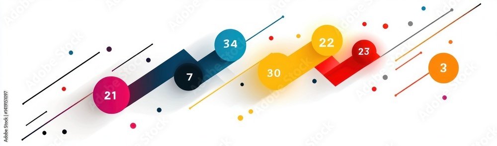 Poster colorful arrow icons set with numbers one to twelve for presentations and bullet points