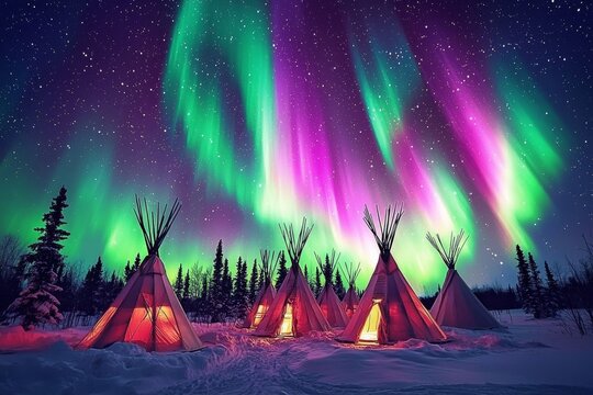 Mesmerizing auroras illuminate the night sky in Yellowknife.