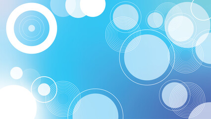 Modern abstract background featuring a smooth blue gradient with scattered white circles of varying sizes and line styles. Clean, fresh, and contemporary design