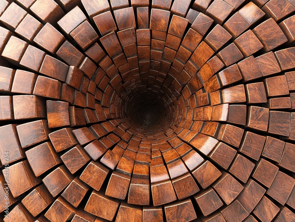 Poster intricate circular wood pattern creating a depth illusion