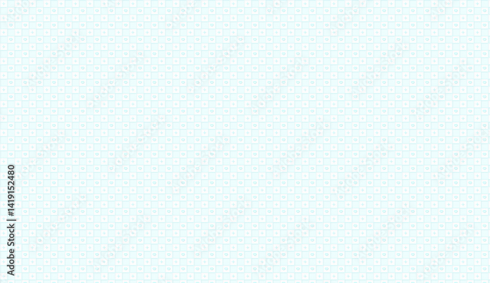 Aufkleber light blue seamless geometric pattern with small squares and hearts creating a delicate and romantic