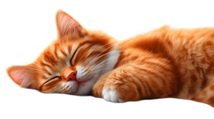 relaxed sleeping cat isolated on white background, high-definition, realistic look