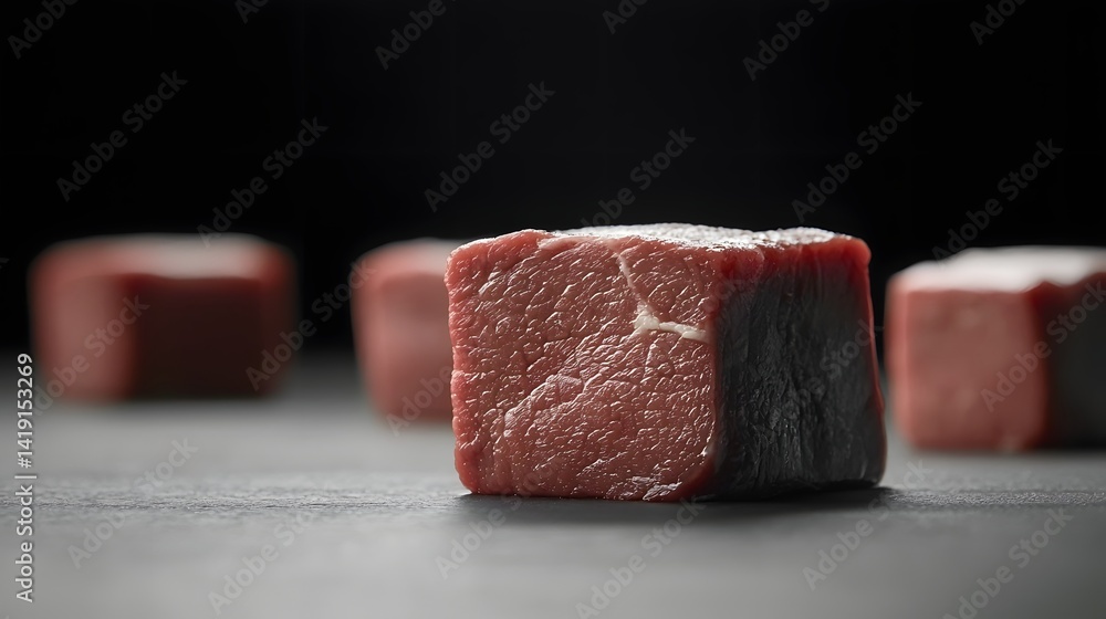 Poster exquisite monochrome close up of premium beef cuts highlighting the intricate textures and patterns 