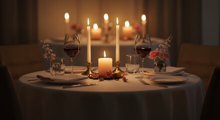 Romantic Candlelit Dinner Table Setting