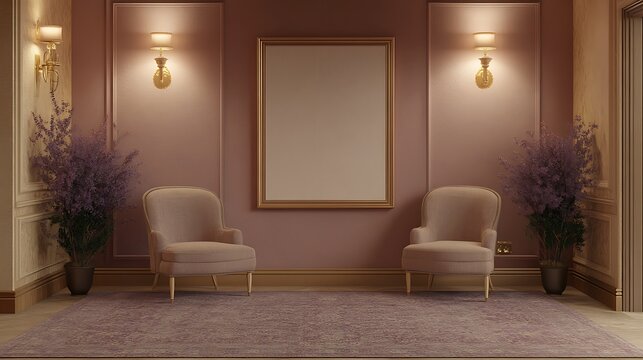 A luxurious living room with aqua teal velvet chairs and maroon red accent walls, ambient lighting casting soft shadows, gold metallic fixtures adding warmth, stylish and moody interior.