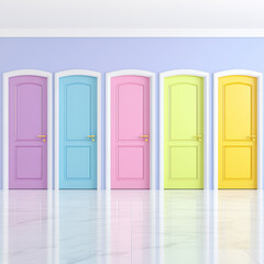 Colorful Doors in a Modern Interior Setting with Minimalist Design