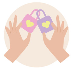 Hands of people of different races holding rainbow