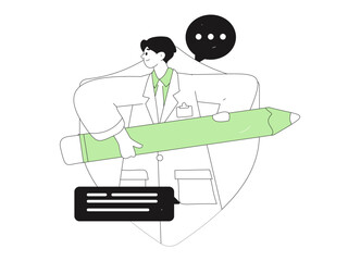 Medical characters fighting the epidemic flat vector concept operation hand drawn illustration
