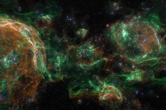 Colorful nebulae in deep space