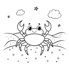 Cute Cartoon Crab Illustration for Kids Coloring Activities or Designs
