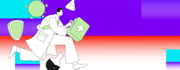 Medical characters fighting the epidemic flat vector concept operation hand drawn illustration
