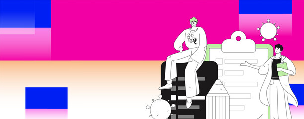 Medical characters fighting the epidemic flat vector concept operation hand drawn illustration
