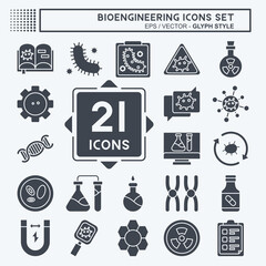 Icon Set Bioengineering. related to Bioengineering symbol. glyph style