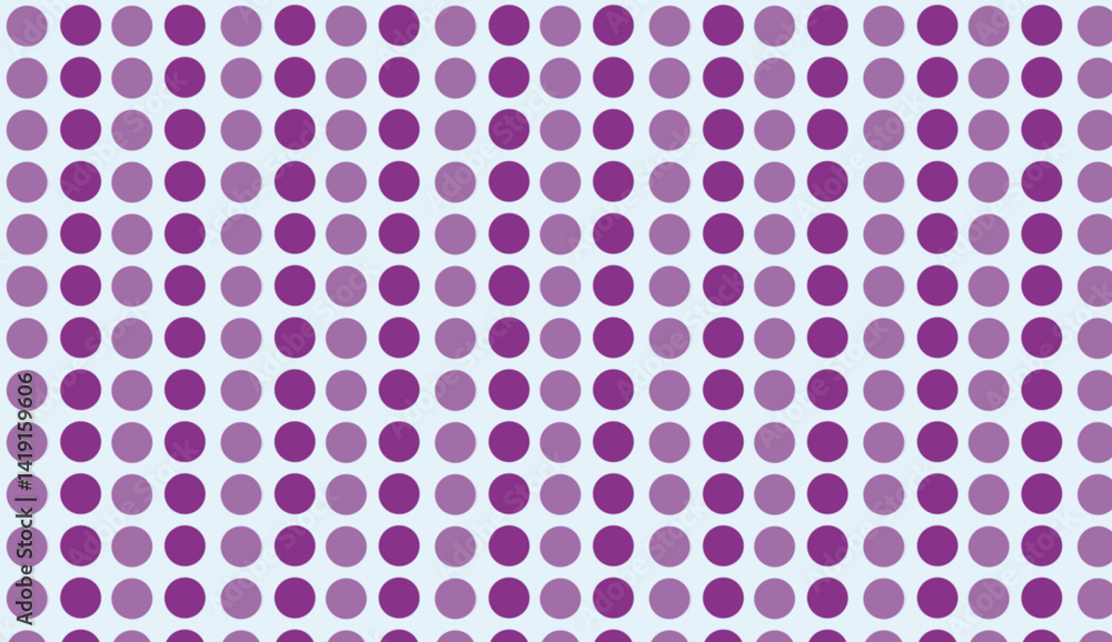 Poster purple polka dots creating a geometric pattern on a light blue background