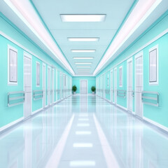 Bright and Modern Hospital Corridor with Clean Design Elements
