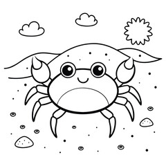 Cute Cartoon Crab Illustration for Kids Coloring Activities or Designs