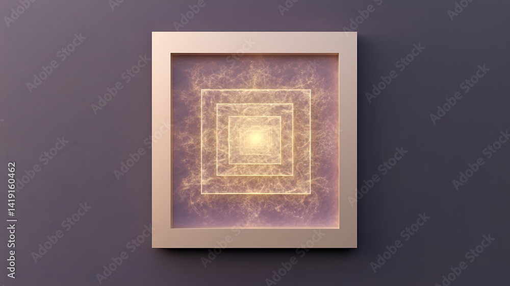 Fototapete an abstract digital art piece with geometric patterns in canary yellow on a navy black background, g
