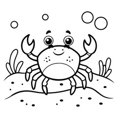 Cute Cartoon Crab Illustration for Kids Coloring Activities or Designs
