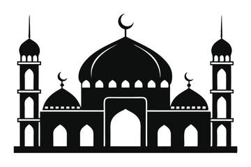 Mosque silhouette vector. Mosque building icon for symbol Eid Mubarak celebration. Ramadan design graphic in Muslim culture and Islam religion.