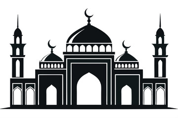 Mosque silhouette vector. Mosque building icon for symbol Eid Mubarak celebration. Ramadan design graphic in Muslim culture and Islam religion.