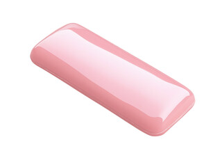 A Closeup Shot of a Single Pink Rectangular Gum, Shiny and Smooth Surface, Isolated on Black Background