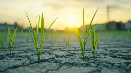 Urban Exploration - Abandoned Lot with Tall Grass, Copy Space Available