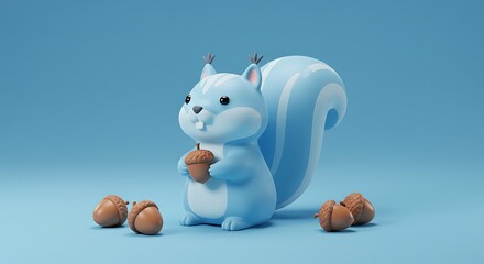 Fototapeta premium Squirrel with Acorn Cartoon Illustration