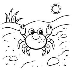 Cute Cartoon Crab Illustration for Kids Coloring Activities or Designs