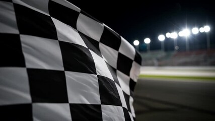 Exciting night race finishes with checkered flag at the speedway - Powered by Adobe