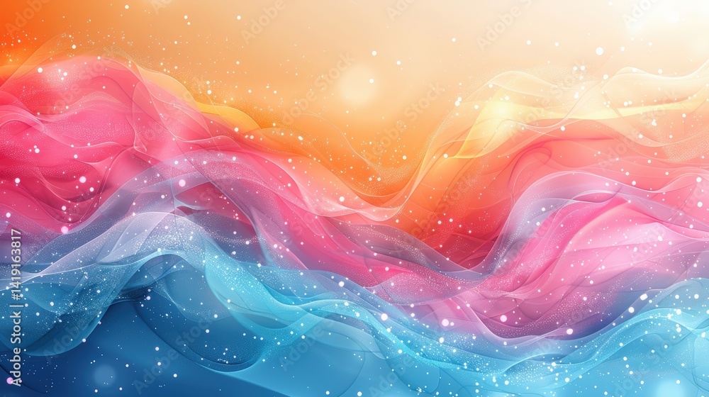 Poster abstract wave of gradient colors with shimmering light for a captivating design