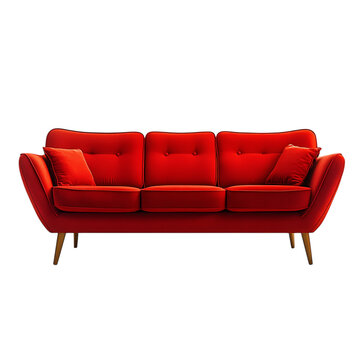 Red Sofa with Wooden Legs