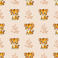 Tiger, shirt pattern, fabric pattern, orange tone, artwork, nature, animals