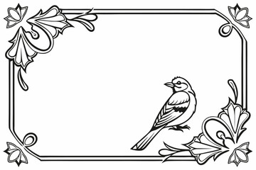 frame with flowers and birds