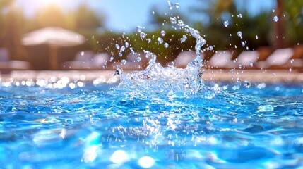 Vibrant water splash in a sunny swimming pool