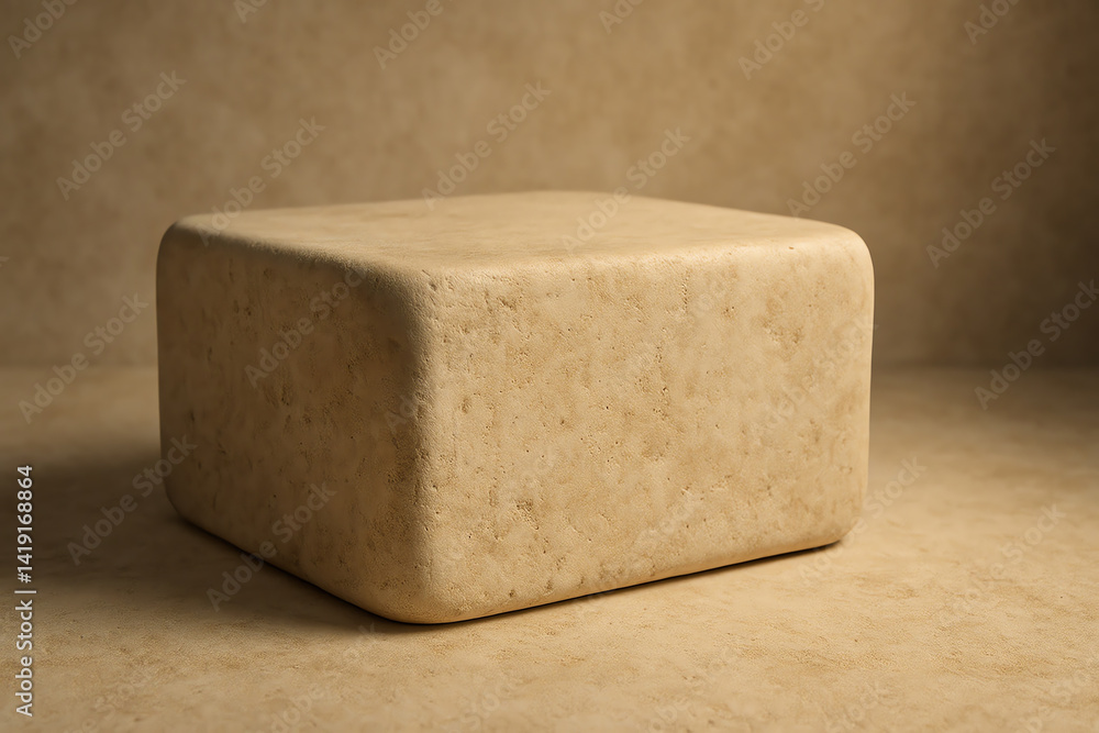 Poster a smooth, beige cube sits against a neutral background, adding a touch of modern simplicity. ideal f