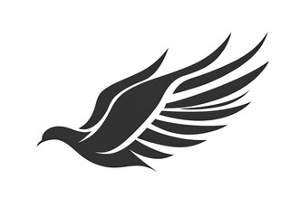 Obraz premium Elegant Black Bird in Flight: A Stylized Avian Design Graphic