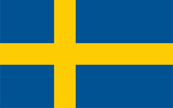 The flag of Sweden, with accurate proportions and colors. Vector image.