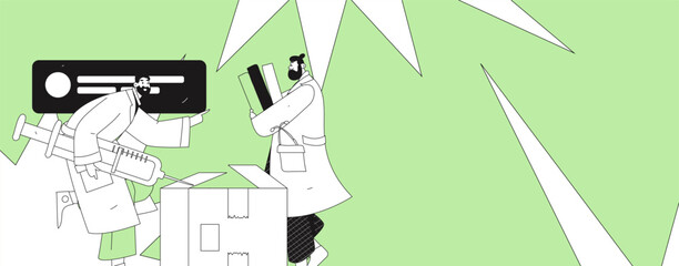 Medical characters fighting the epidemic flat vector concept operation hand drawn illustration
