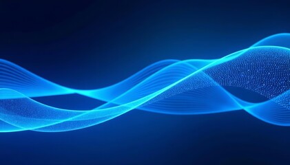 Dynamic neon blue sleek wave lines flowing digitally, vibrant, background