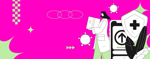 Medical characters fighting the epidemic flat vector concept operation hand drawn illustration
