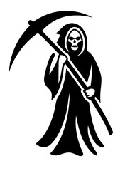 black and white svg vector, Halloween grim reaper icon