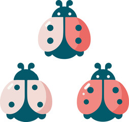 Cute Flat Vector Illustration of Ladybugs