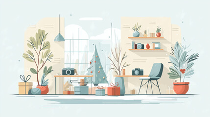 Cozy Minimalist Holiday Workspace