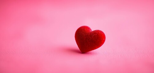 Obraz premium Soft focus, two red velvet hearts on pink background, blur, february