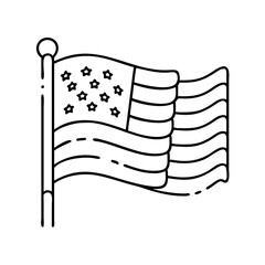 american flag waving icon, american flag waving line art - simple line art of american flag waving, perfect for american flag waving logos and icons