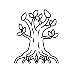 ancient tree icon, ancient tree line art - simple line art of ancient tree, perfect for ancient tree logos and icons