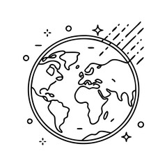 aurora borealis from space icon, aurora borealis from space line art - simple line art of aurora borealis from space, perfect for aurora borealis from space logos and icons