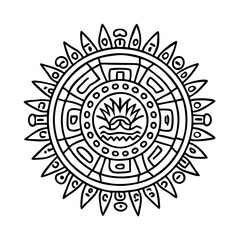 aztec sun symbol icon, aztec sun symbol line art - simple line art of aztec sun symbol, perfect for aztec sun symbol logos and icons