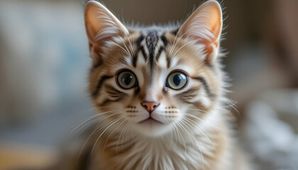 Adorable tabby kitten with large, expressive eyes