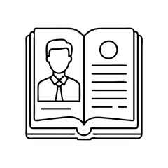 biography book icon, biography book line art - simple line art of biography book, perfect for biography book logos and icons
